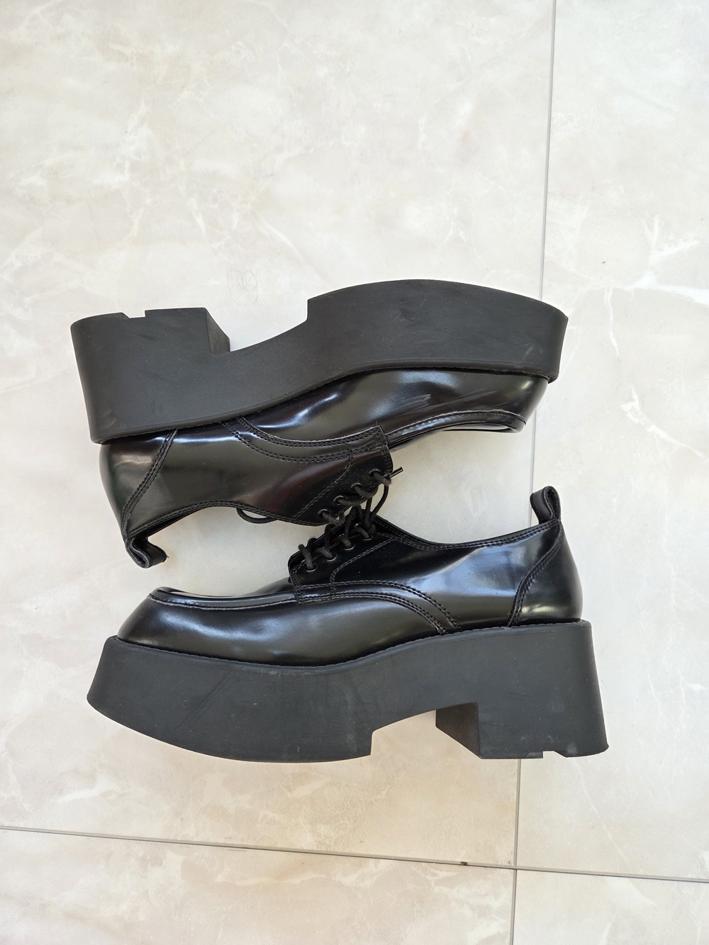 Mango Black Chunky Platform Lace-Up Women's Shoes